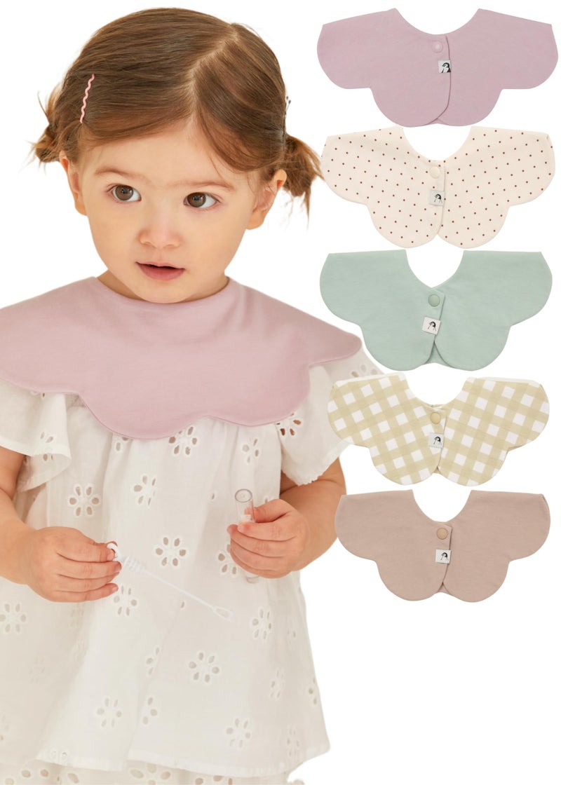 Konny Baby Bibs 5-Pack, 360 ° Rotate, Soft and Absorbent Bandana for Drooling and Teething Newborn Boys Girls Baby Essentials (Set 4 - Mint, Pink, Beige, Wine Dot, Creamy Gingham) - Image 1